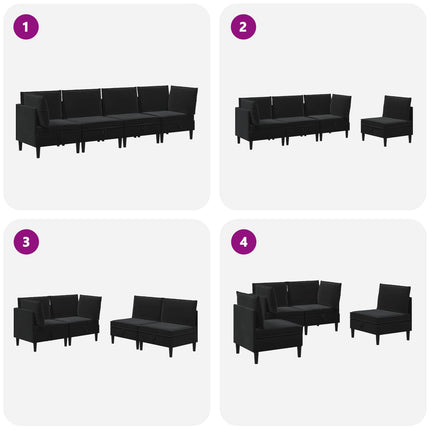 Möbelset för vardagsrummet med kudde 4 pcs Svart Sammet