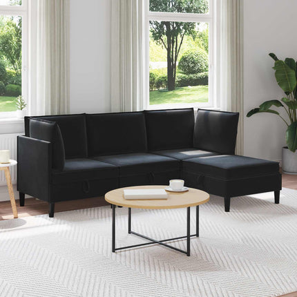 Möbelset för vardagsrummet med kudde 4 pcs Svart Sammet