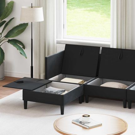 Möbelset för vardagsrummet med kudde 5 pcs Svart Sammet