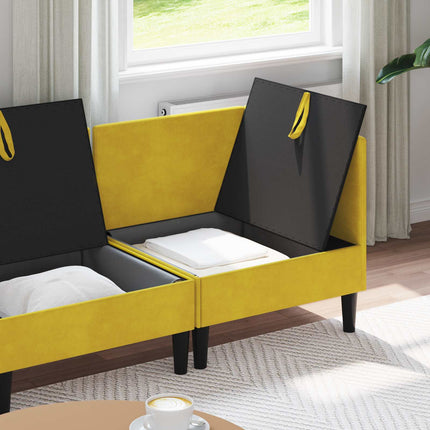 Möbelset för vardagsrummet med kudde 4 pcs Gul Sammet