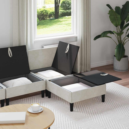 Möbelset för vardagsrummet med kudde 4 pcs Gräddvit Sammet