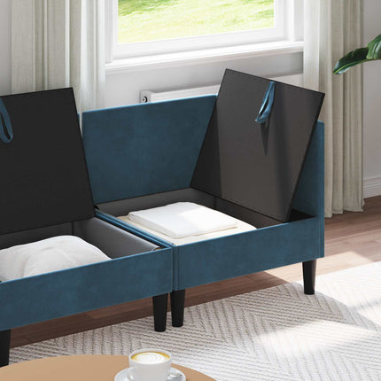 Möbelset för vardagsrummet med kudde 4 pcs Blå Sammet
