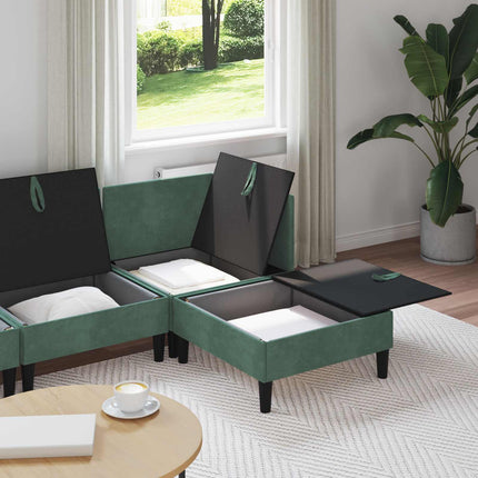 Möbelset för vardagsrummet med kudde 4 pcs Havgrön Sammet