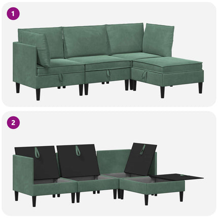 Möbelset för vardagsrummet med kudde 4 pcs Havgrön Sammet