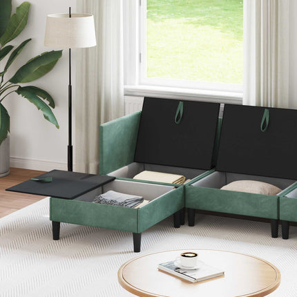 Möbelset för vardagsrummet med kudde 6 pcs Havgrön Sammet