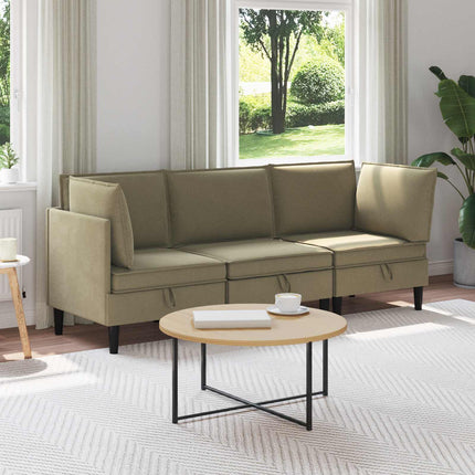 Möbelset för vardagsrummet 3 pcs Kaki Tyg