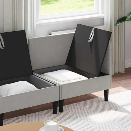 Möbelset för vardagsrummet 4 pcs Ljusgrå Tyg