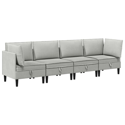 Möbelset för vardagsrummet 4 pcs Ljusgrå Tyg