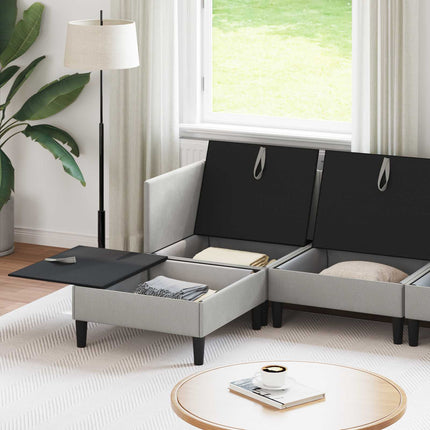 Möbelset för vardagsrummet 5 pcs Ljusgrå Tyg
