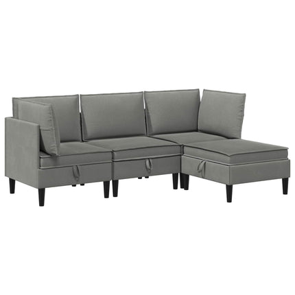 Möbelset för vardagsrummet 4 pcs Mörkgrå Tyg