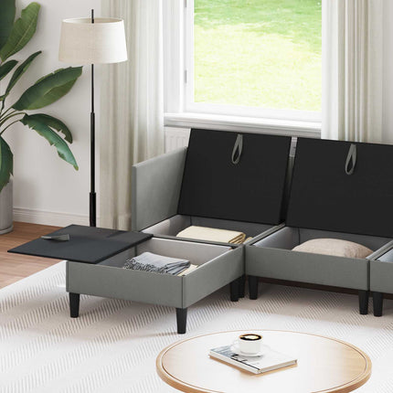 Möbelset för vardagsrummet 6 pcs Mörkgrå Tyg