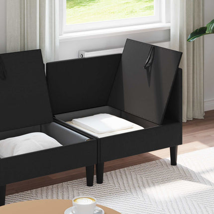 Möbelset för vardagsrummet 4 pcs Svart Tyg
