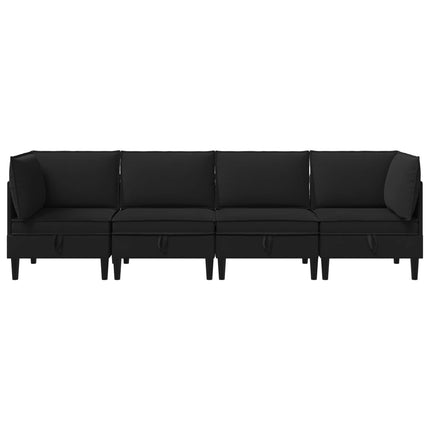 Möbelset för vardagsrummet 4 pcs Svart Tyg
