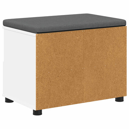 Hallbänk med kudde Vit 60 x 38 x 46 cm Konstruerat Trä och Tyg