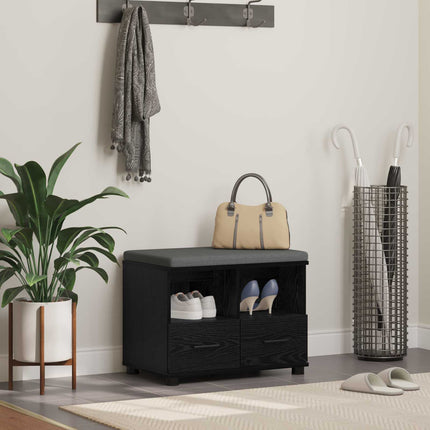 Hallbänk Svart Ek 60 x 38 x 46 cm Konstruerat Trä och Tyg