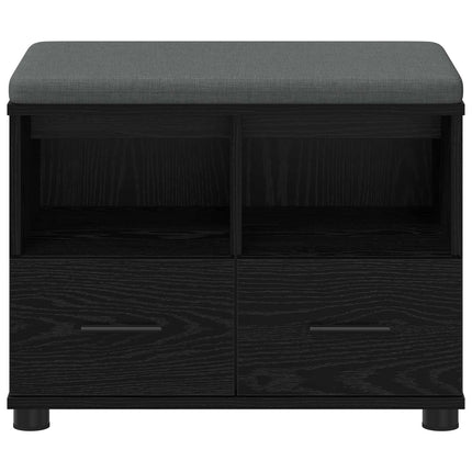 Hallbänk Svart Ek 60 x 38 x 46 cm Konstruerat Trä och Tyg