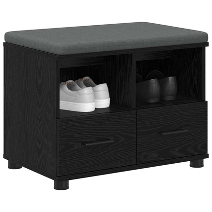 Hallbänk Svart Ek 60 x 38 x 46 cm Konstruerat Trä och Tyg