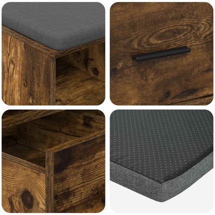 Hallbänk Rökt Ek 60 x 38 x 46 cm Konstruerat Trä och Tyg