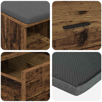 Hallbänk Gammalt trä 60 x 38 x 46 cm Konstruerat Trä och Tyg