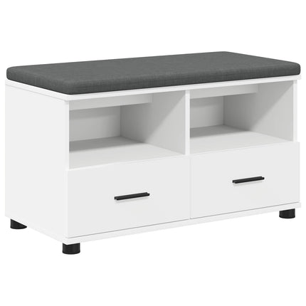 Hallbänk med kudde Vit 80 x 38 x 46 cm Konstruerat Trä och Tyg