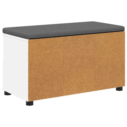 Hallbänk med kudde Vit 80 x 38 x 46 cm Konstruerat Trä och Tyg