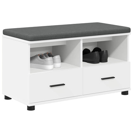 Hallbänk med kudde Vit 80 x 38 x 46 cm Konstruerat Trä och Tyg