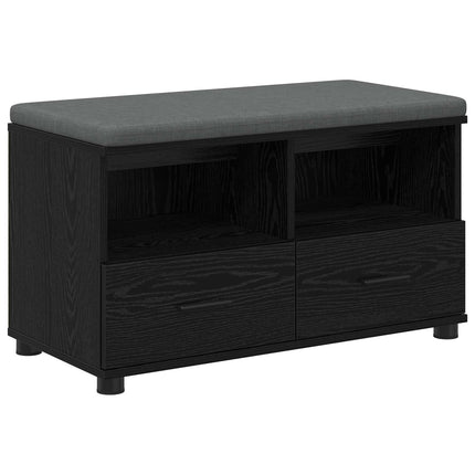 Hallbänk Svart Ek 80 x 38 x 46 cm Konstruerat Trä och Tyg