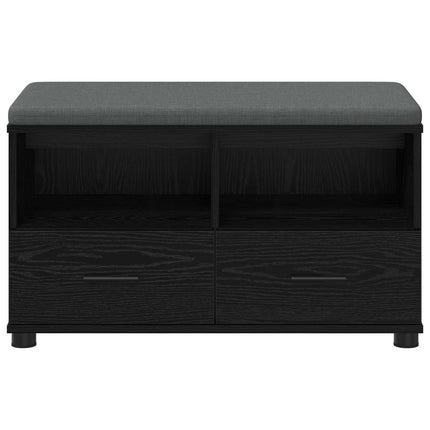 Hallbänk Svart Ek 80 x 38 x 46 cm Konstruerat Trä och Tyg