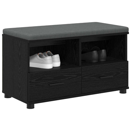 Hallbänk Svart Ek 80 x 38 x 46 cm Konstruerat Trä och Tyg