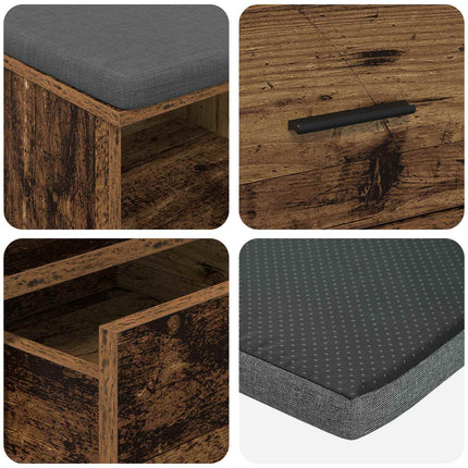 Hallbänk Gammalt trä 80 x 38 x 46 cm Konstruerat Trä och Tyg