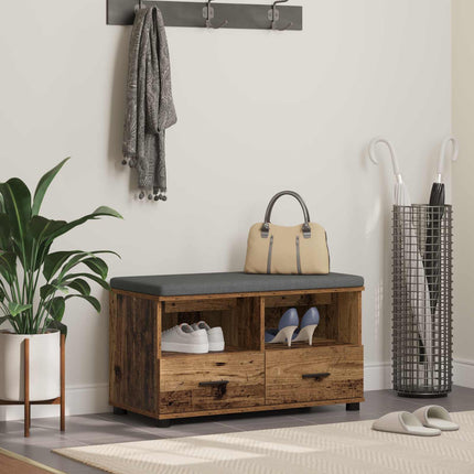 Hallbänk Gammalt trä 80 x 38 x 46 cm Konstruerat Trä och Tyg