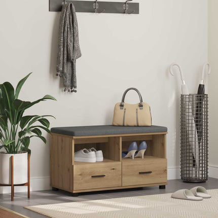 Hallbänk Artisan Ek 80 x 38 x 46 cm Konstruerat Trä och Tyg