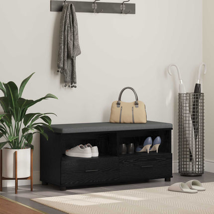 Hallbänk Svart Ek 100 x 38 x 46 cm Konstruerat Trä och Tyg