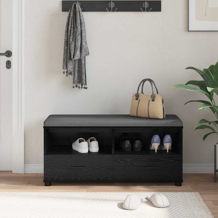 Hallbänk Svart Ek 100 x 38 x 46 cm Konstruerat Trä och Tyg