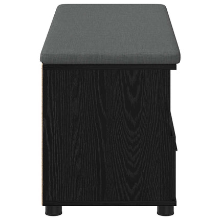 Hallbänk Svart Ek 100 x 38 x 46 cm Konstruerat Trä och Tyg