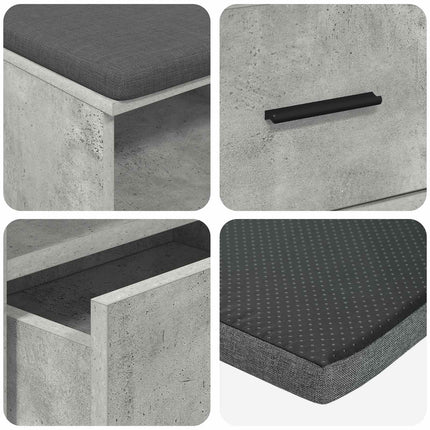 Hallbänk BetongGrå 100 x 38 x 46 cm Konstruerat Trä och Tyg