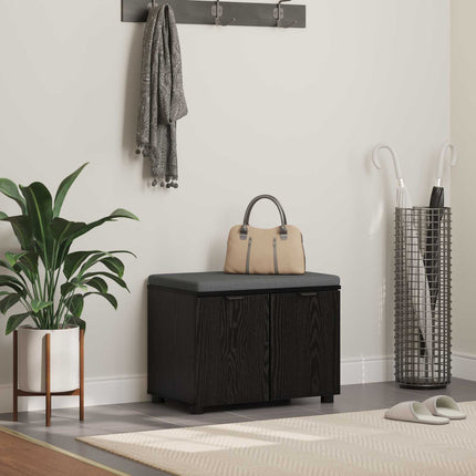 Hallbänk Svart Ek 60 x 38 x 46 cm Konstruerat Trä och Tyg