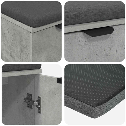 Hallbänk BetongGrå 60 x 38 x 46 cm Konstruerat Trä och Tyg