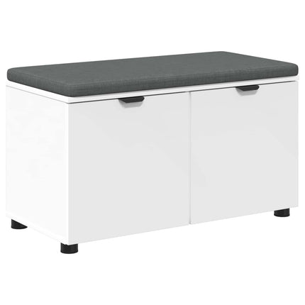 Hallbänk med kudde Vit 80 x 38 x 46 cm Konstruerat Trä och Tyg