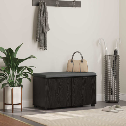 Hallbänk Svart Ek 80 x 38 x 46 cm Konstruerat Trä och Tyg
