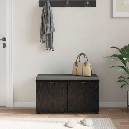 Hallbänk Svart Ek 80 x 38 x 46 cm Konstruerat Trä och Tyg