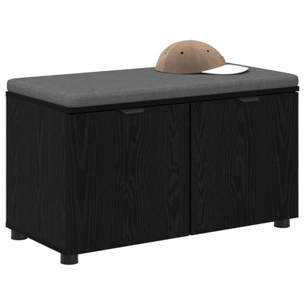 Hallbänk Svart Ek 80 x 38 x 46 cm Konstruerat Trä och Tyg