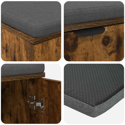 Hallbänk Rökt Ek 80 x 38 x 46 cm Konstruerat Trä och Tyg