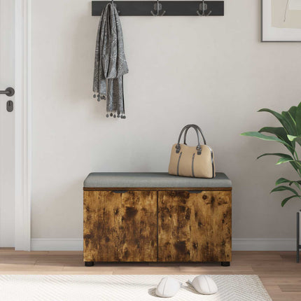 Hallbänk Rökt Ek 80 x 38 x 46 cm Konstruerat Trä och Tyg