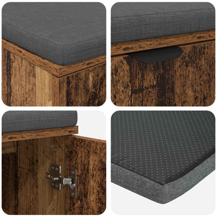 Hallbänk Gammalt trä 80 x 38 x 46 cm Konstruerat Trä och Tyg