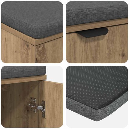 Hallbänk Artisan Ek 80 x 38 x 46 cm Konstruerat Trä och Tyg