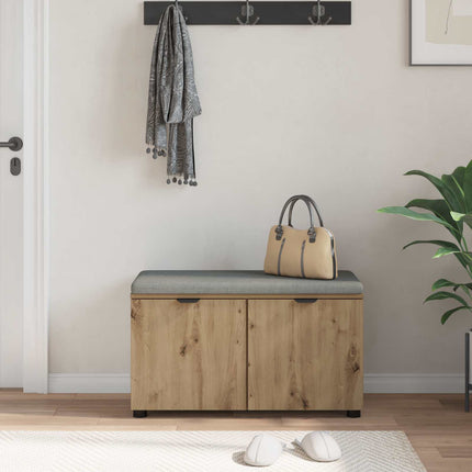 Hallbänk Artisan Ek 80 x 38 x 46 cm Konstruerat Trä och Tyg