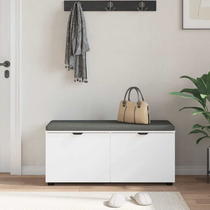 Hallbänk med kudde Vit 100 x 38 x 46 cm Konstruerat Trä och Tyg