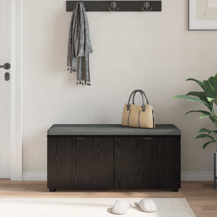 Hallbänk Svart Ek 100 x 38 x 46 cm Konstruerat Trä och Tyg