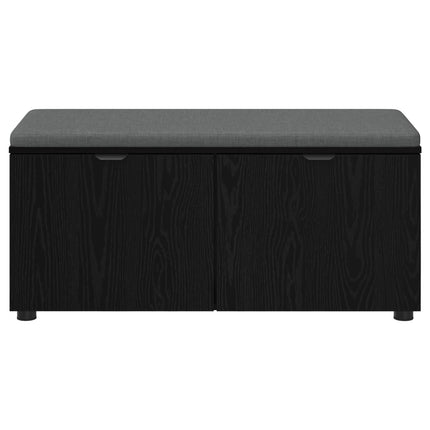 Hallbänk Svart Ek 100 x 38 x 46 cm Konstruerat Trä och Tyg